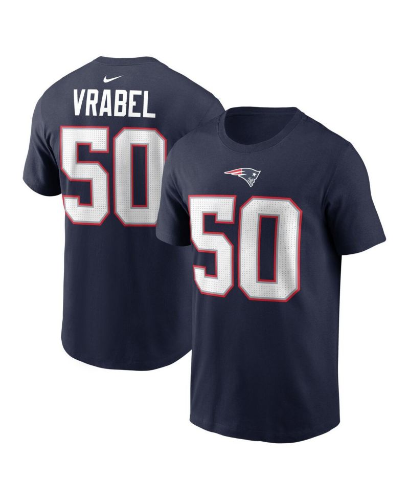 Men's Mike Vrabel Navy New England Patriots Retired Player Name & Number T-Shirt