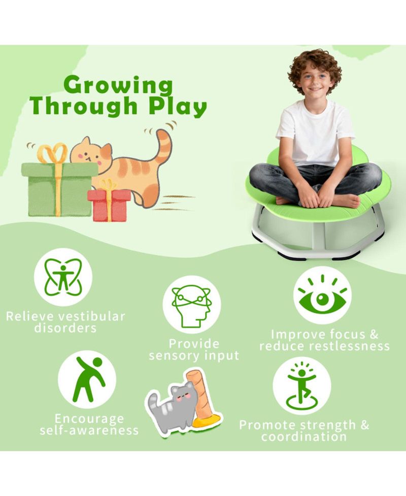 Kids Sensory Swivel Chair with Non-Slip Metal Base