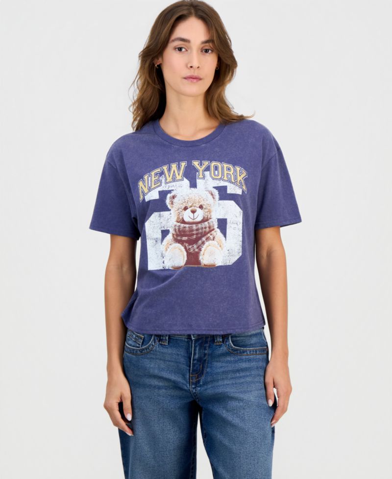 Juniors' New York Bear Graphic T-Shirt