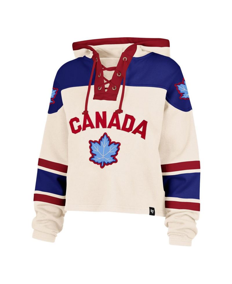 Women's Cream Hockey Canada Cropped Superior Lacer Hoodie