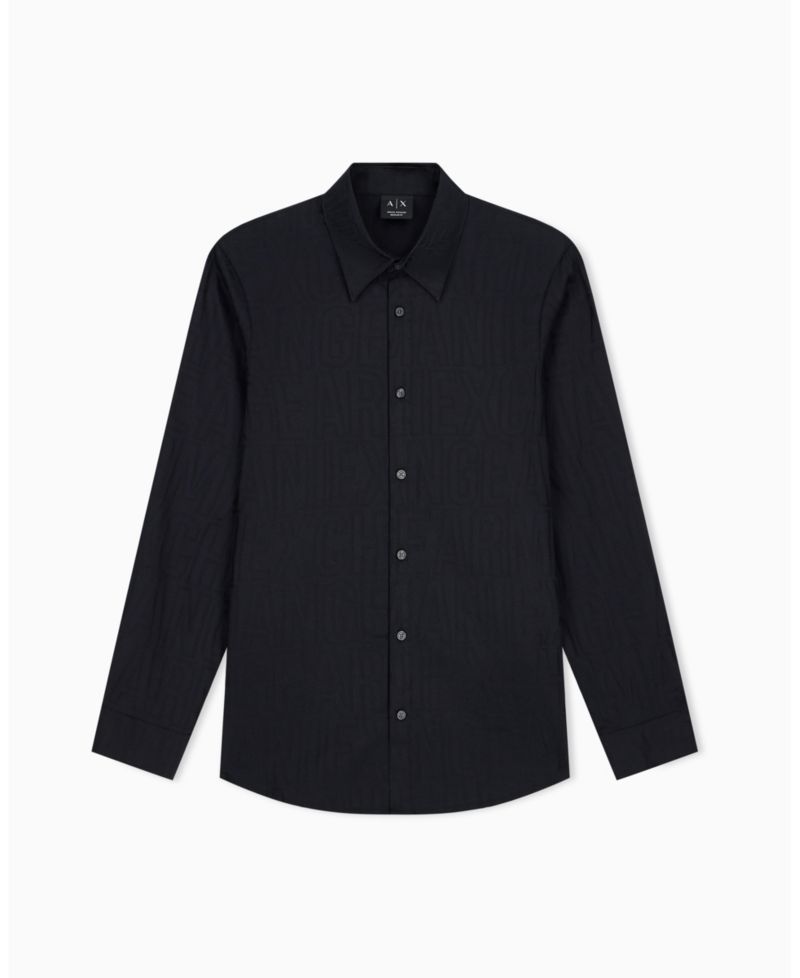 Men's Cotton Jacquard All Over Logo Woven Shirt