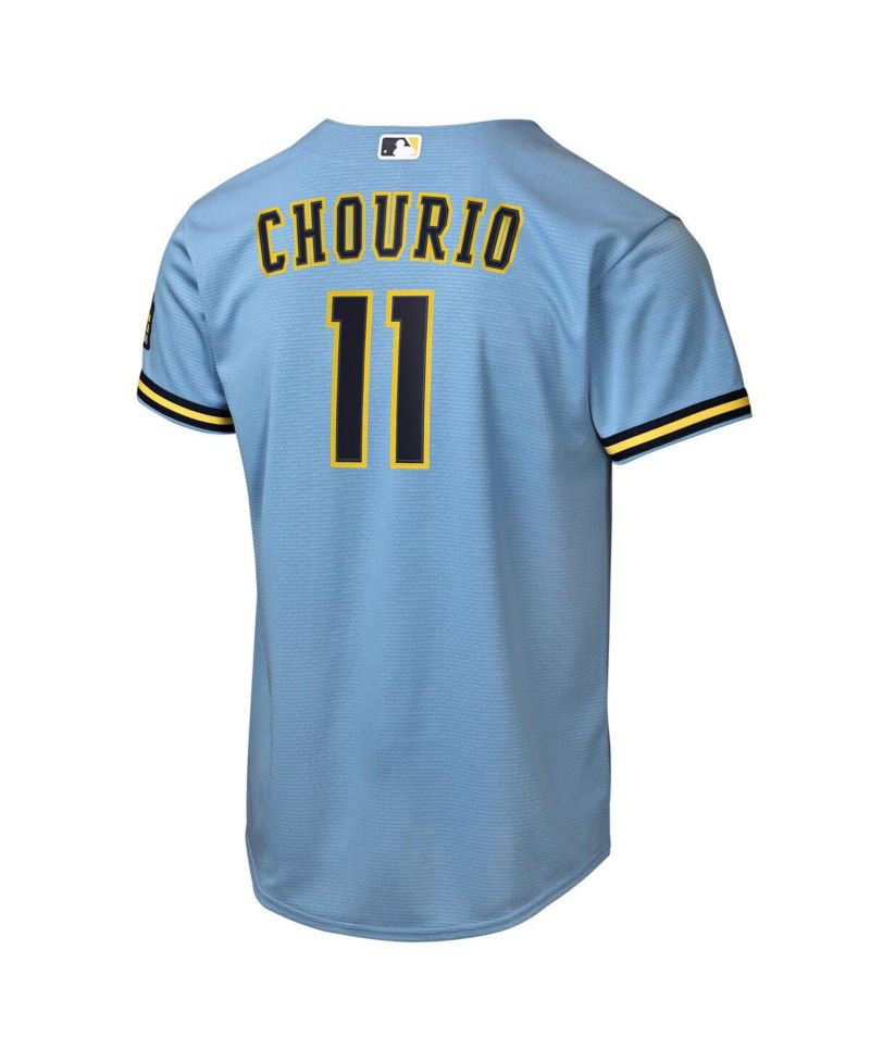 Big Boys and Girls Jackson Chourio Powder Blue Milwaukee Brewers Road Stadium Jersey