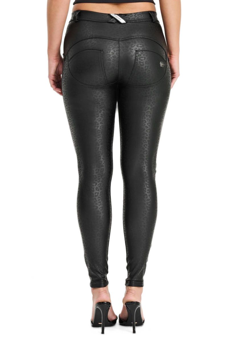 Women's Panther Faux Leather Mid-Rise Sculpting Pants