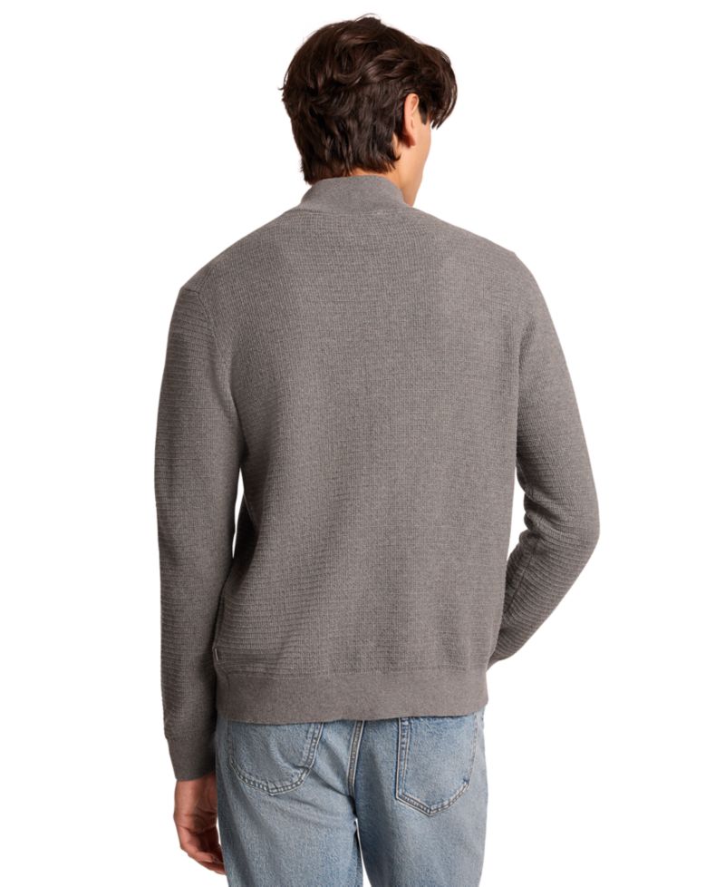 Men's Quarter-Zip Waffle-Knit Sweater