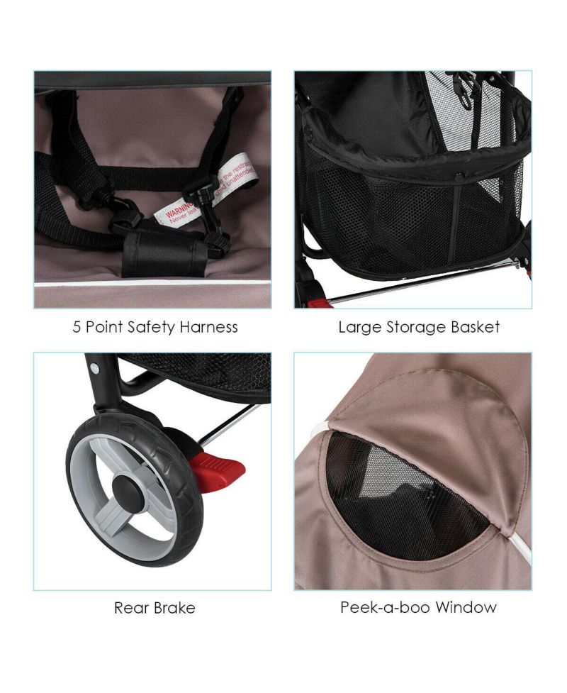 Foldable Lightweight Baby Stroller Kids Travel Pushchair 5-Point