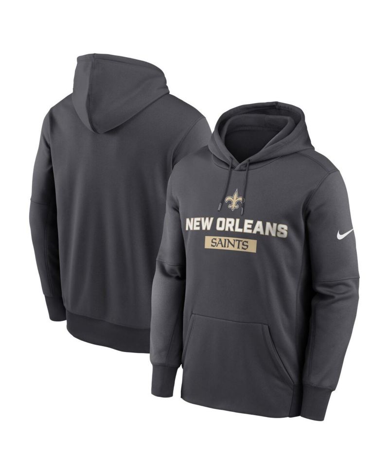 Men's Anthracite New Orleans Saints Toss Sweep Performance Pullover Hoodie