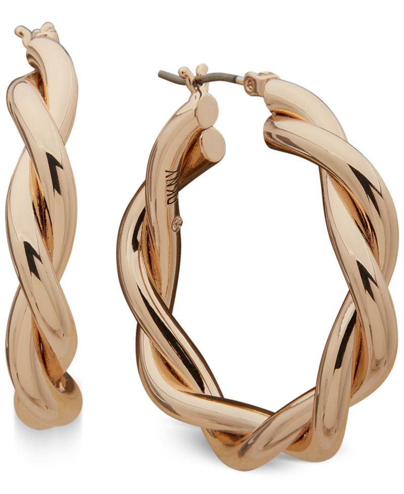 Medium Twist Hoop Earrings, 1.5"