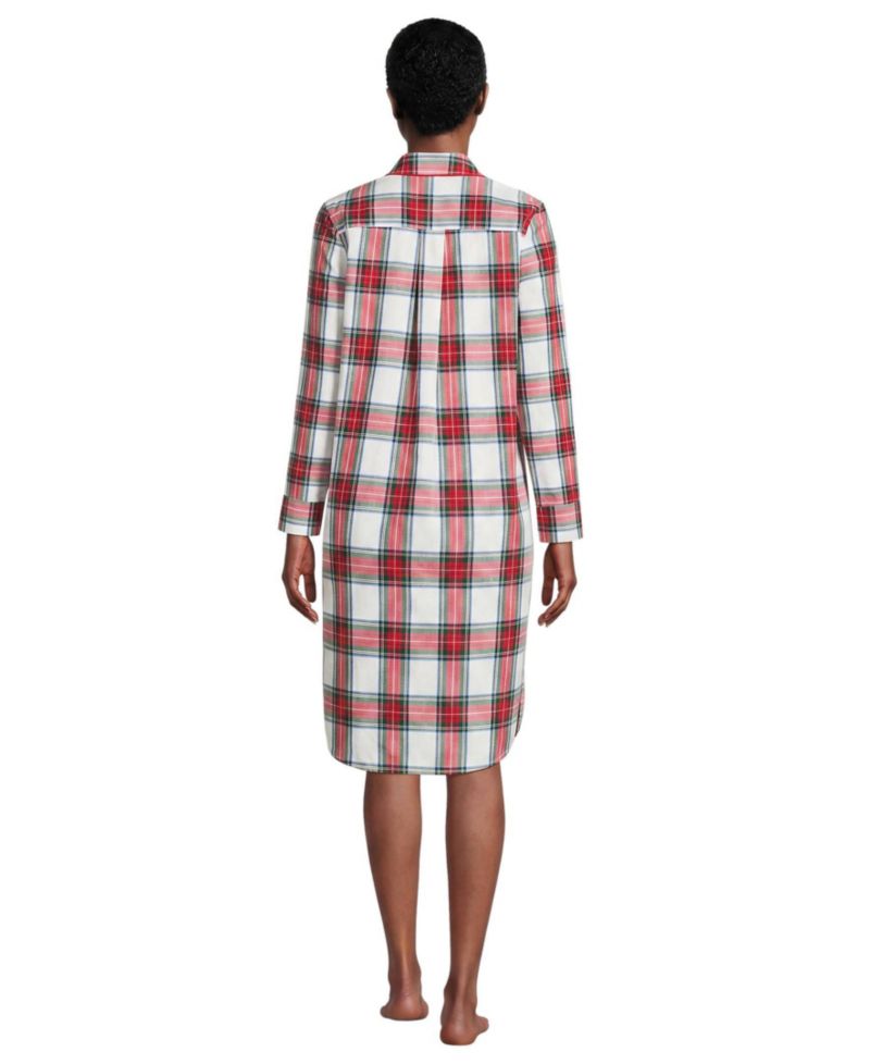 Plus Size Cotton Poplin Long Sleeve Sleepshirt Nightgown
