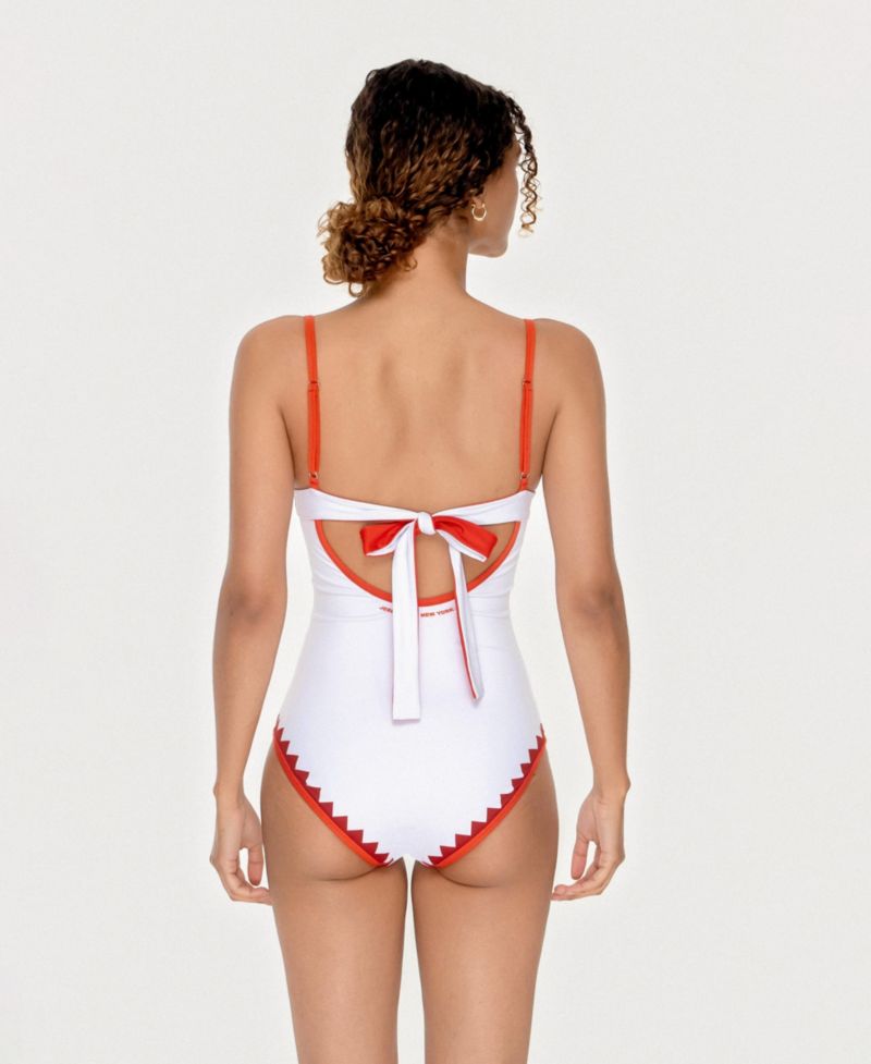 Women's Red Coral Reversible V-Neck One-Piece Swimsuit