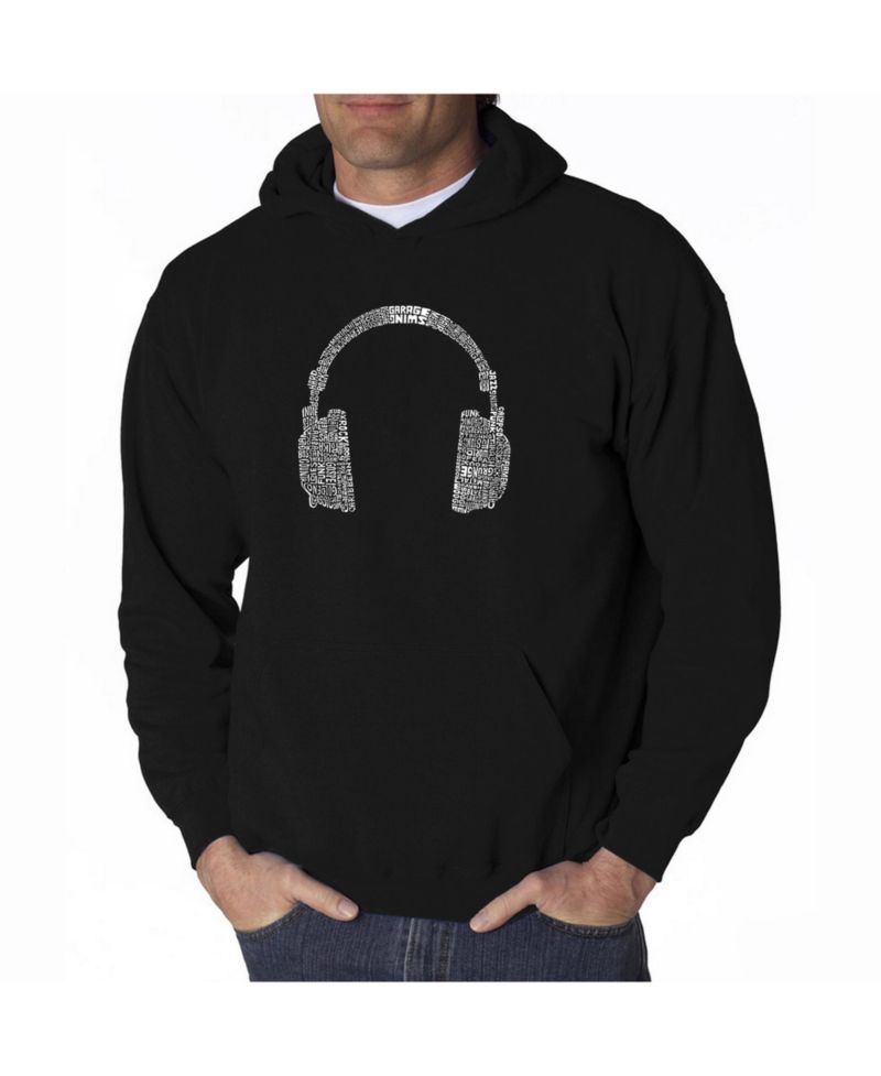 Men's Word Art Hoodie - Headphones - 63 Genres of Music