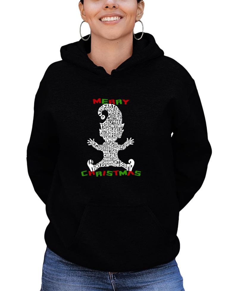 Women's Christmas Elf Word Art Hooded Sweatshirt