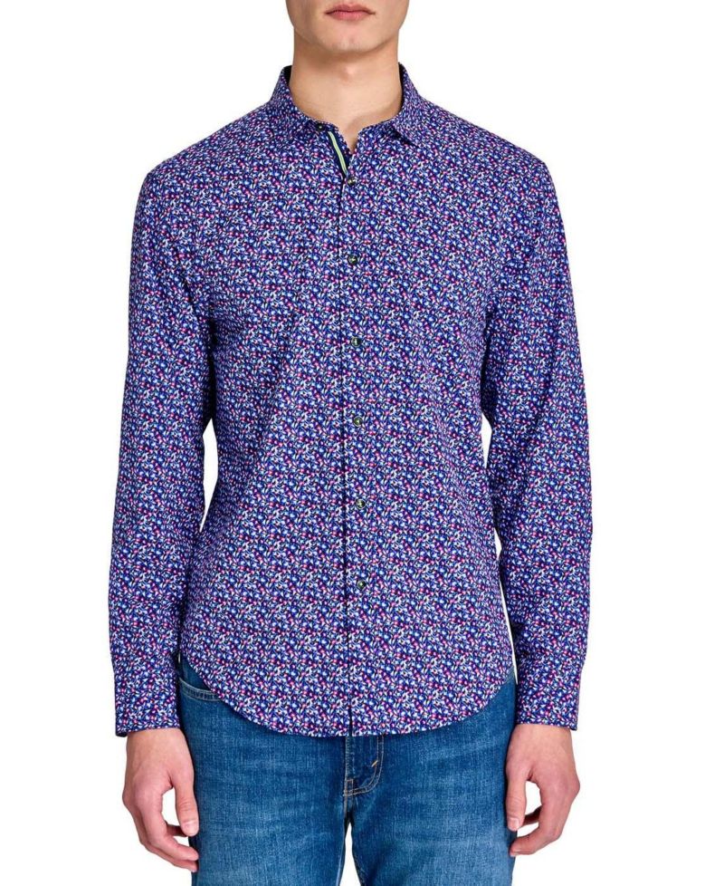 Men's Regular Fit 4-Way Stretch Performance Long Sleeve Button Down