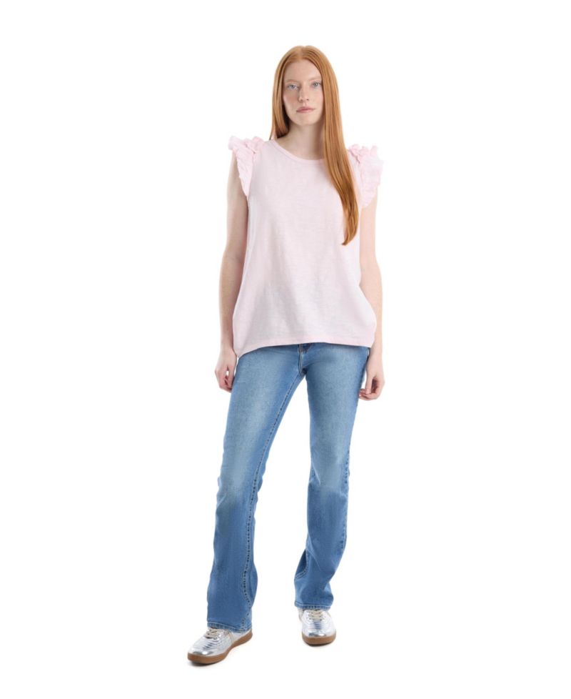 Women's Ruffle Shoulder Tank Tee