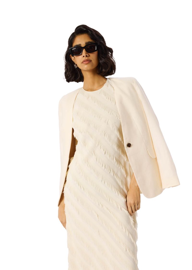 Women's Fringe Textured Midi Dress