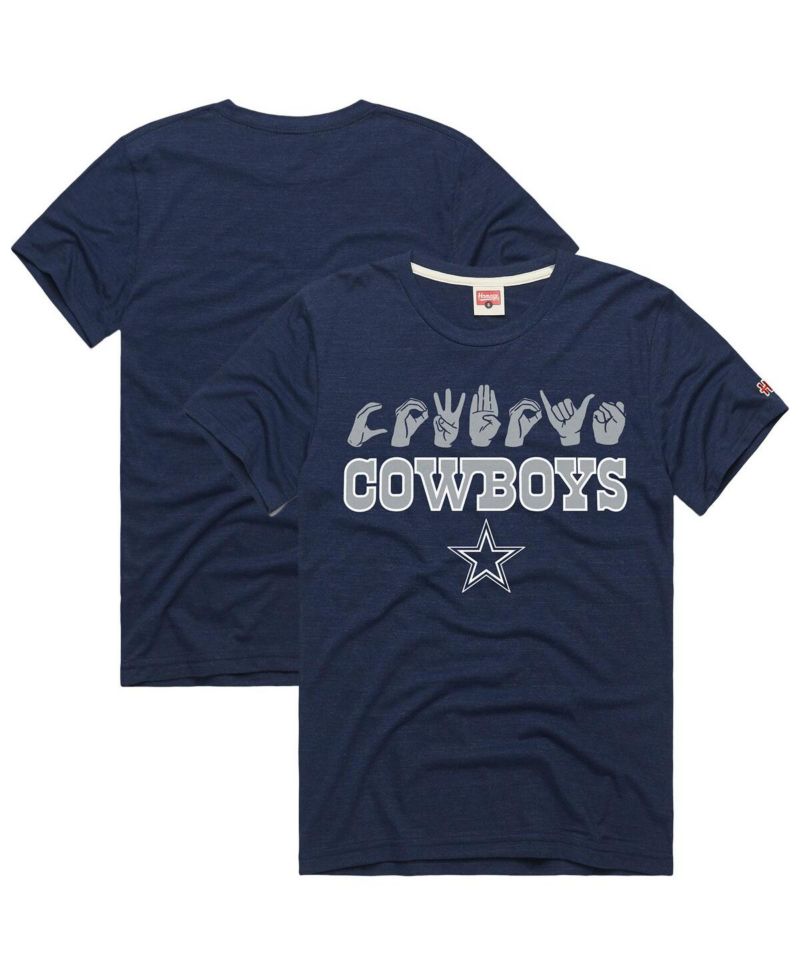 Men's and Women's Navy Dallas Cowboys NFL ASL Collection by Love Sign Tri-Blend T-Shirt