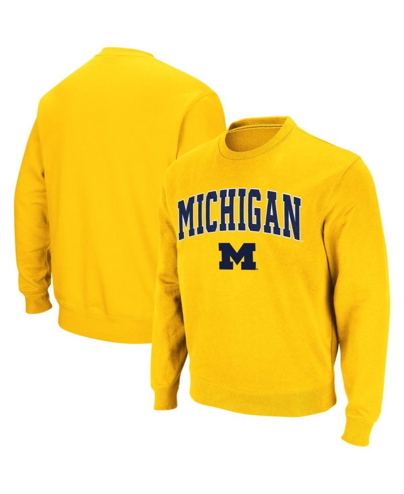 Men's Michigan Wolverines Arch & Logo Crew Neck Sweatshirt
