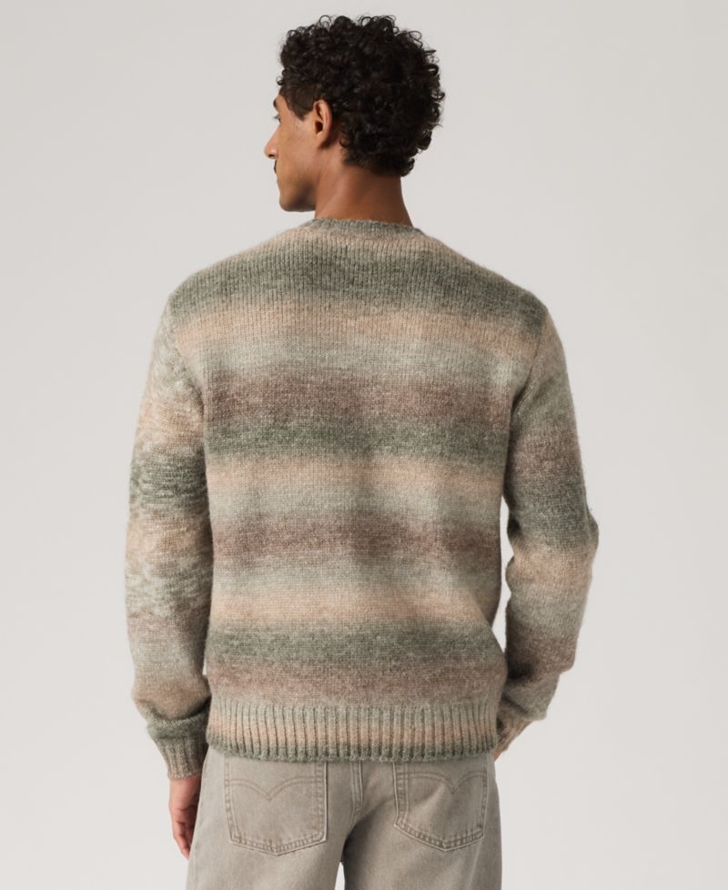 Men's Laurel Cable-Knit Stripe Crewneck Sweater
