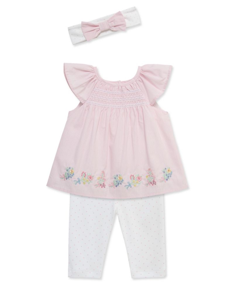 Baby Girls' Posies-Themed Tunic, Leggings and Headband, 3-Piece Set
