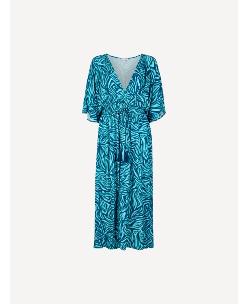 Women's Zebra-Print Smocked-Waist V-Neck Maxi Dress