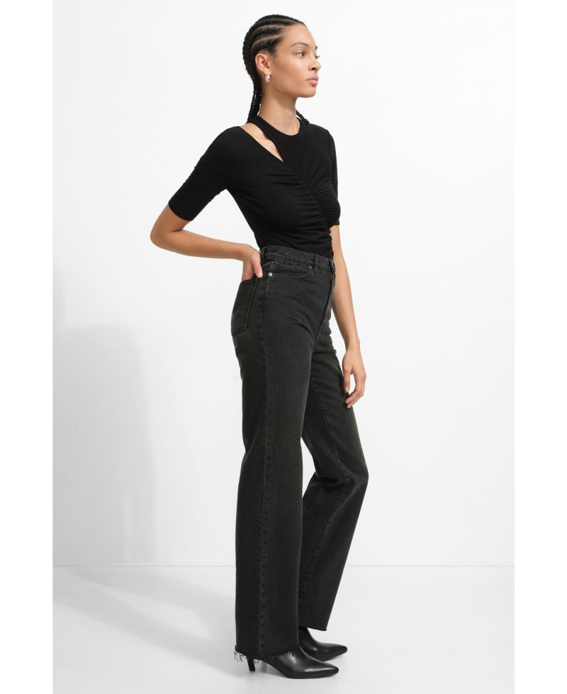 Women's Paz Shoulder-Cutout Crew-Neck Gathered Jersey Elbow-Sleeve Top