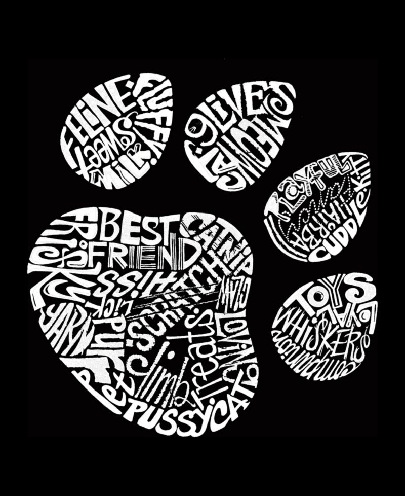 Plus Size Cat Paw Word Art V-Neck T-Shirt