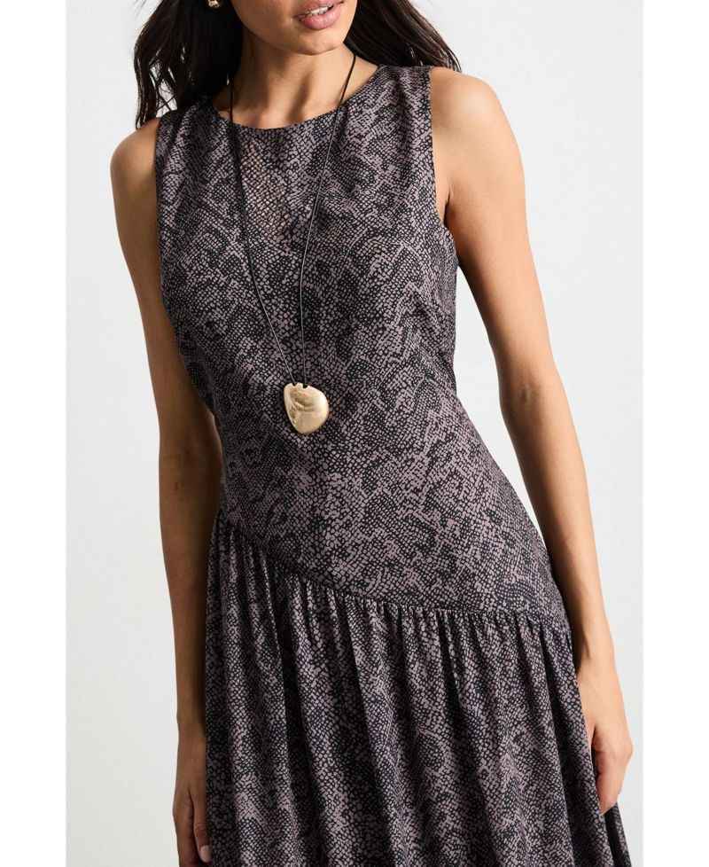 Women's Printed Chiffon Tiered Maxi Dress