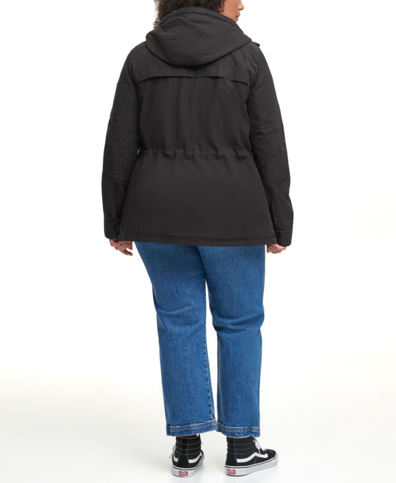 Trendy Plus Size Hooded Military Jacket