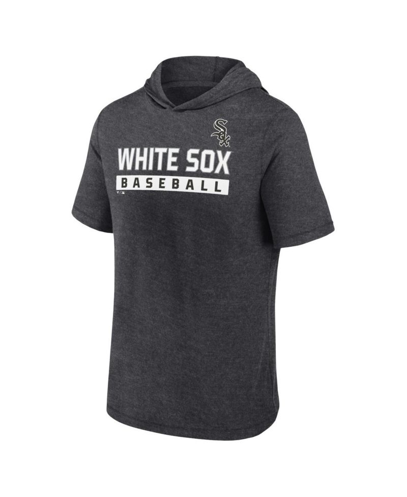 Men's Heather Charcoal Chicago White Sox Push Short Sleeve Pullover Hoodie