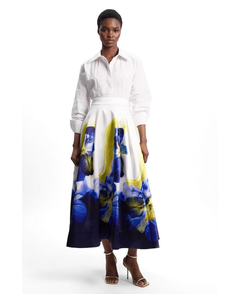 Women's Floral High Waist A-line Skirt