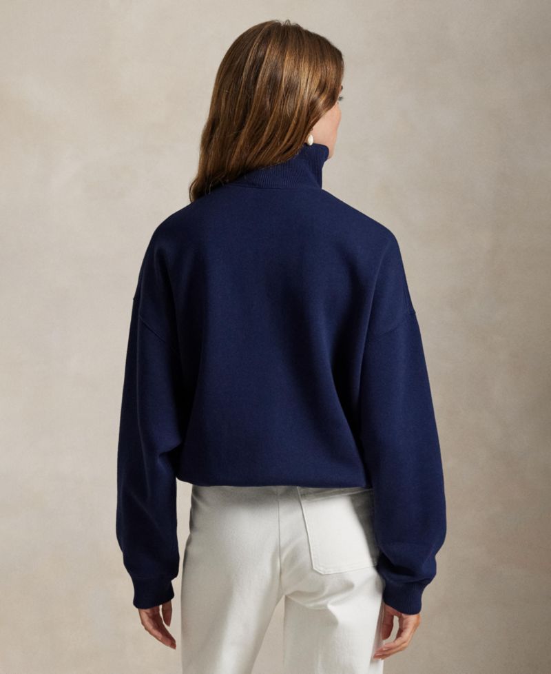 Women's Arctic Ribbed Mock Neck Long-Sleeve Fleece Pullover Sweatshirt