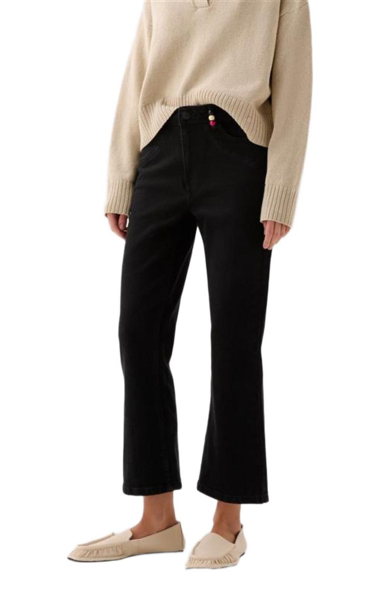 Women's Ankle Beads Denim Pant