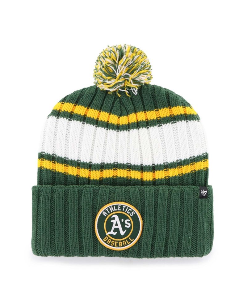 Men's Green Oakland Athletics Plateau Cuffed Knit Hat with Pom