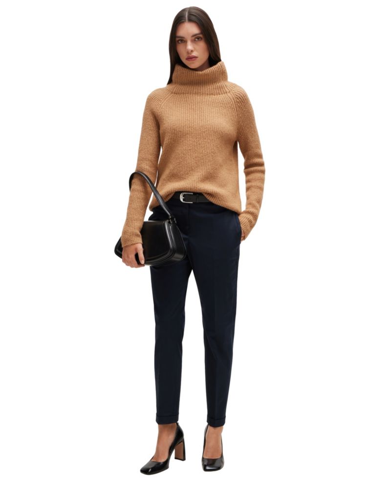 BOSS by Women's Stretch-Cotton Twill Regular-Fit Trousers