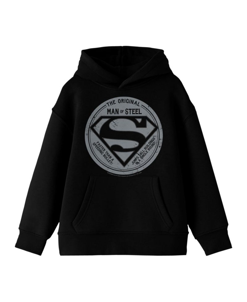 The Original Man Of Steel Long Sleeve Youth XS - XL Hooded Sweatshirt