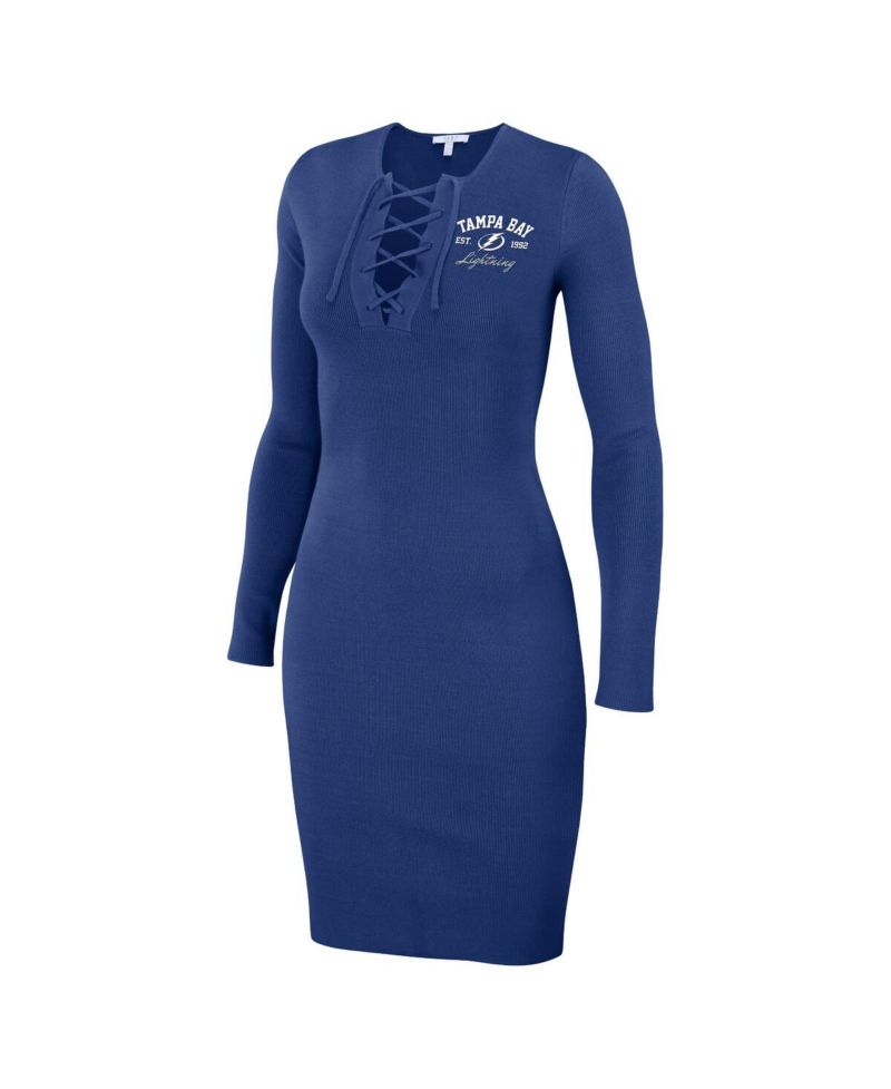 Women's Blue Tampa Bay Lightning Lace-Up Dress