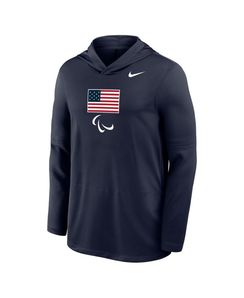 Men's Navy U.S. Paralympics Lightweight Dri-FIT Long Sleeve Hoodie T-Shirt