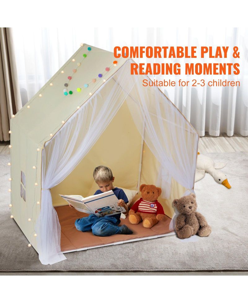 Ages 1-5 Yurt-Style Indoor-Outdoor Play Tent, Mat & Lamp, 3-Piece Set