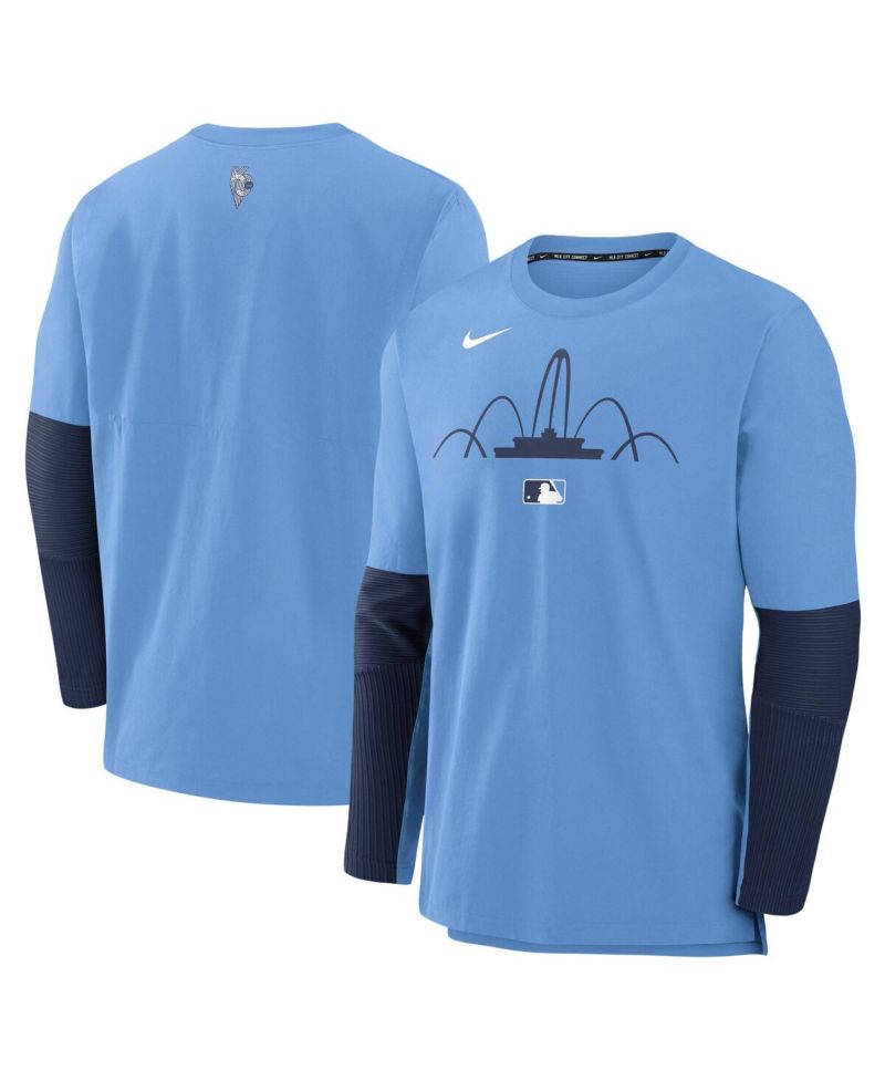 Men's Light Blue Kansas City Royals Authentic Collection City Connect Lightweight Player Tri-Blend Performance Long Sleeve T-Shirt