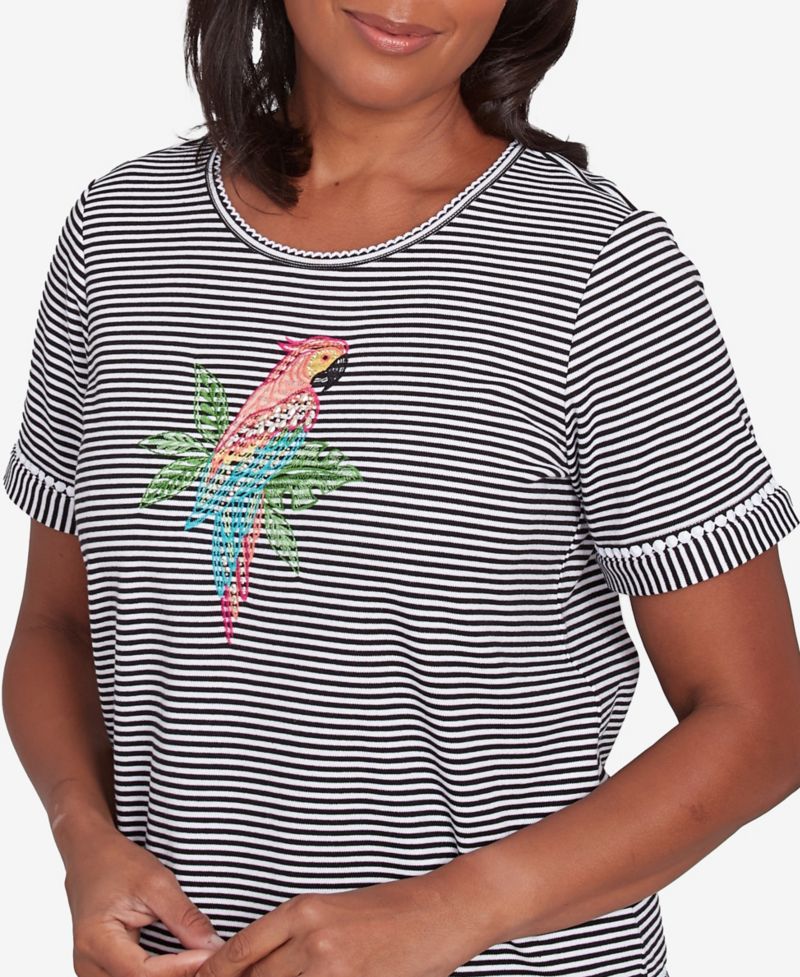 Women's Classic Crewneck Parrot Striped Top