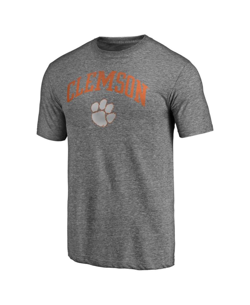 Mto Label Men's Heather Gray Clemson Tigers Arched City Tri-Blend T-Shirt