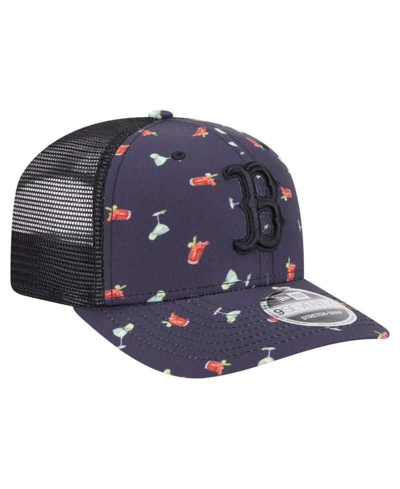 Men's Black Boston Red Sox Adventure Drinks Pattern 9SEVENTY Stretch-Snap Hat