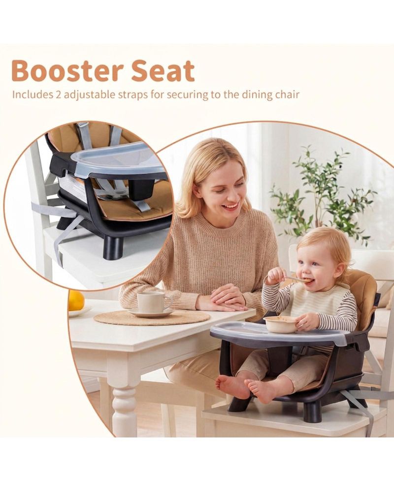 9-in-1 Convertible Baby High Chair with Storage Box and Wood Legs