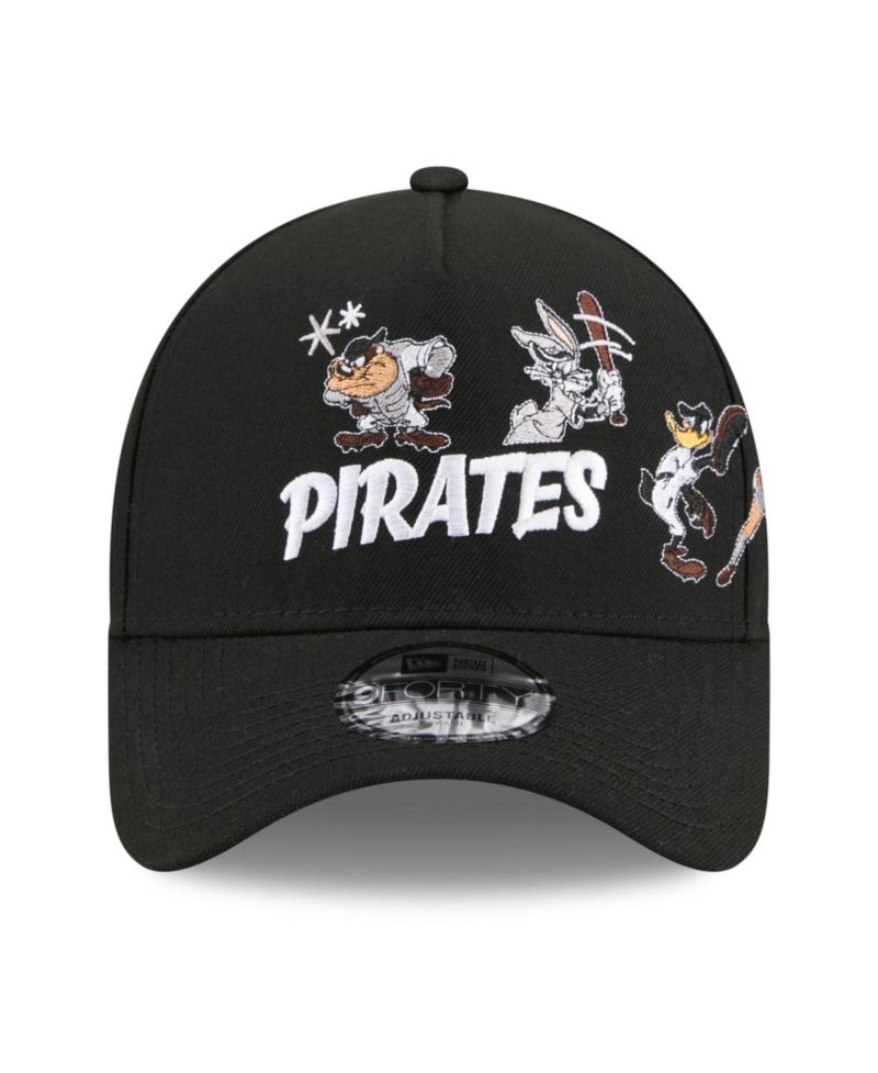 Big Boys and Girls Black Pittsburgh Pirates Looney Tunes A-Frame 9FORTY Adjustable Hat