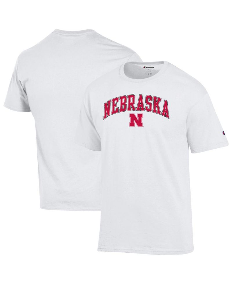 Men's White Nebraska Huskers Arched Logo T-Shirt