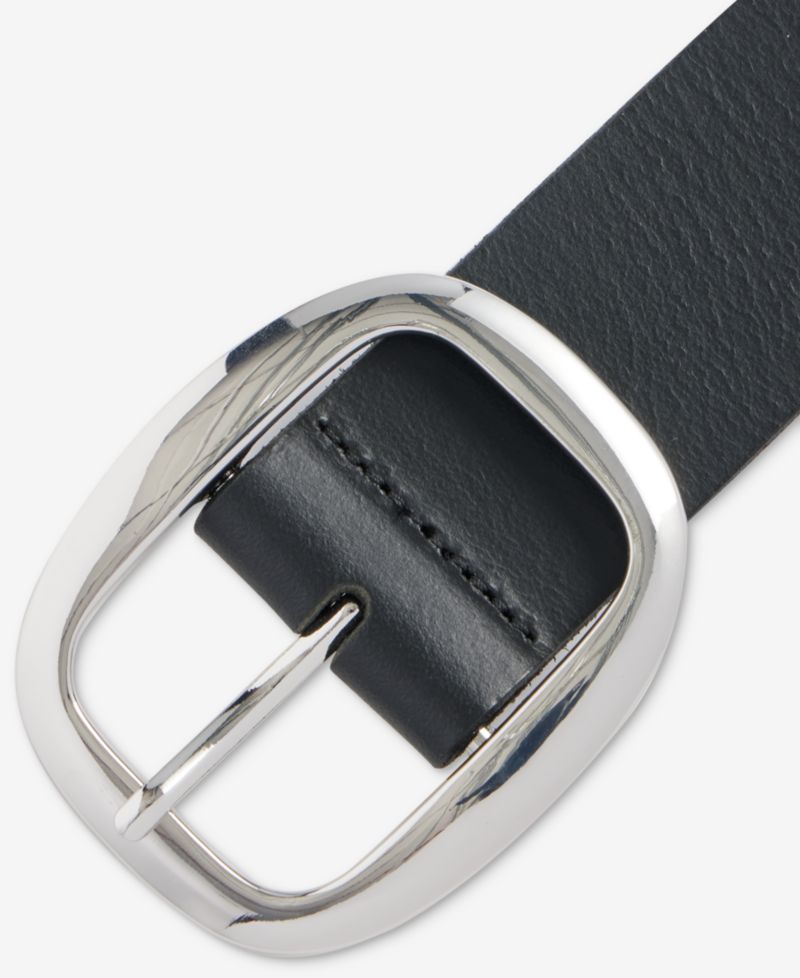 I.N.C International Concepts Centerbar Oval Buckle Leather Belt