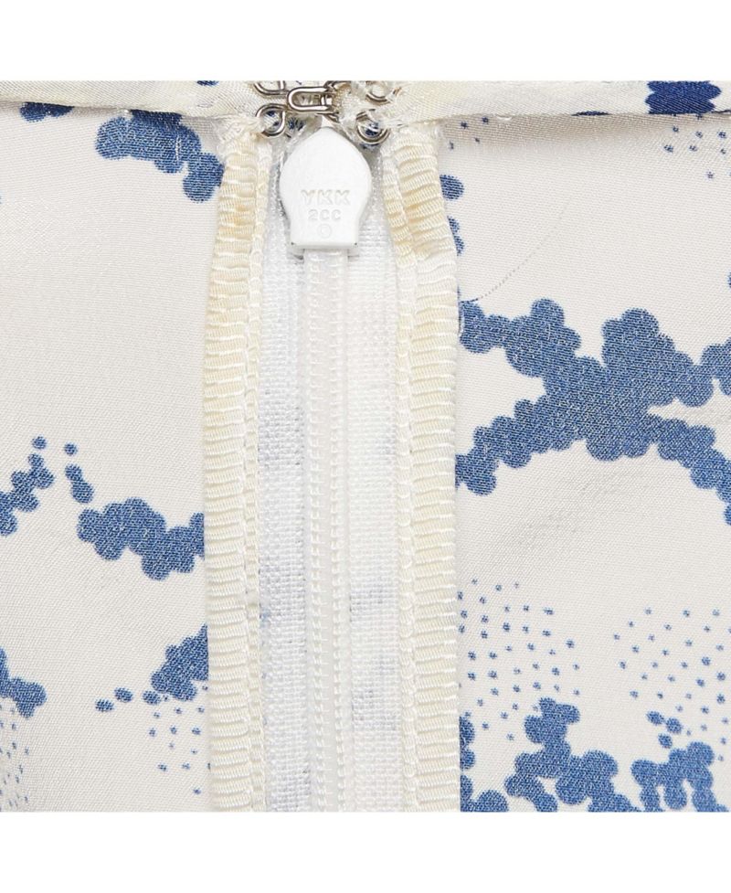 Women's White Printed Silk Layered Midi Skirt