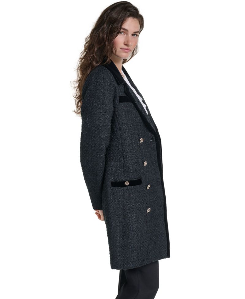 Women's Double-Breasted Tweed Texture Jacket
