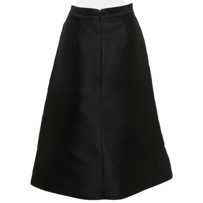Women's Black Embroidered Silk Blend Midi Skirt