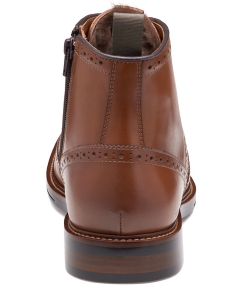 Mens XC+ Durham Embossed Leather Brogue Detail Wingtip Shearling Waterproof Boots