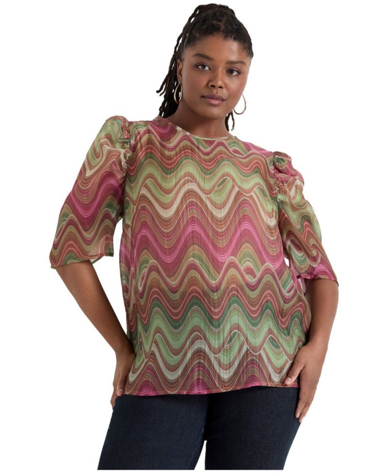 Women's June and Vie Mutton-Sleeve Organza Blouse